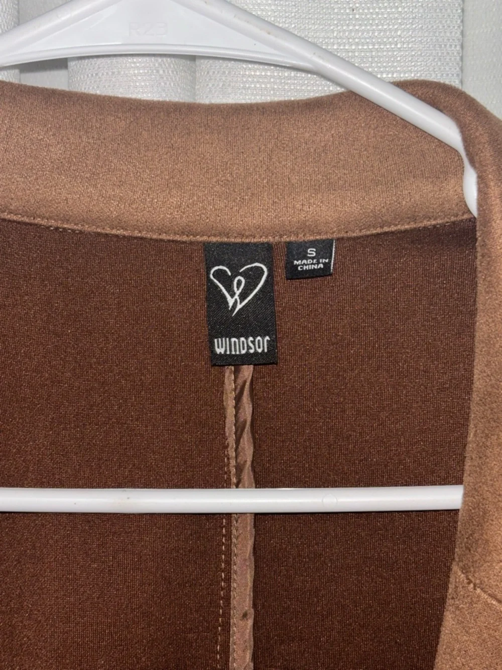 Windsor Brown Faux-Suede Open Front Blazer - Picture 2 of 3